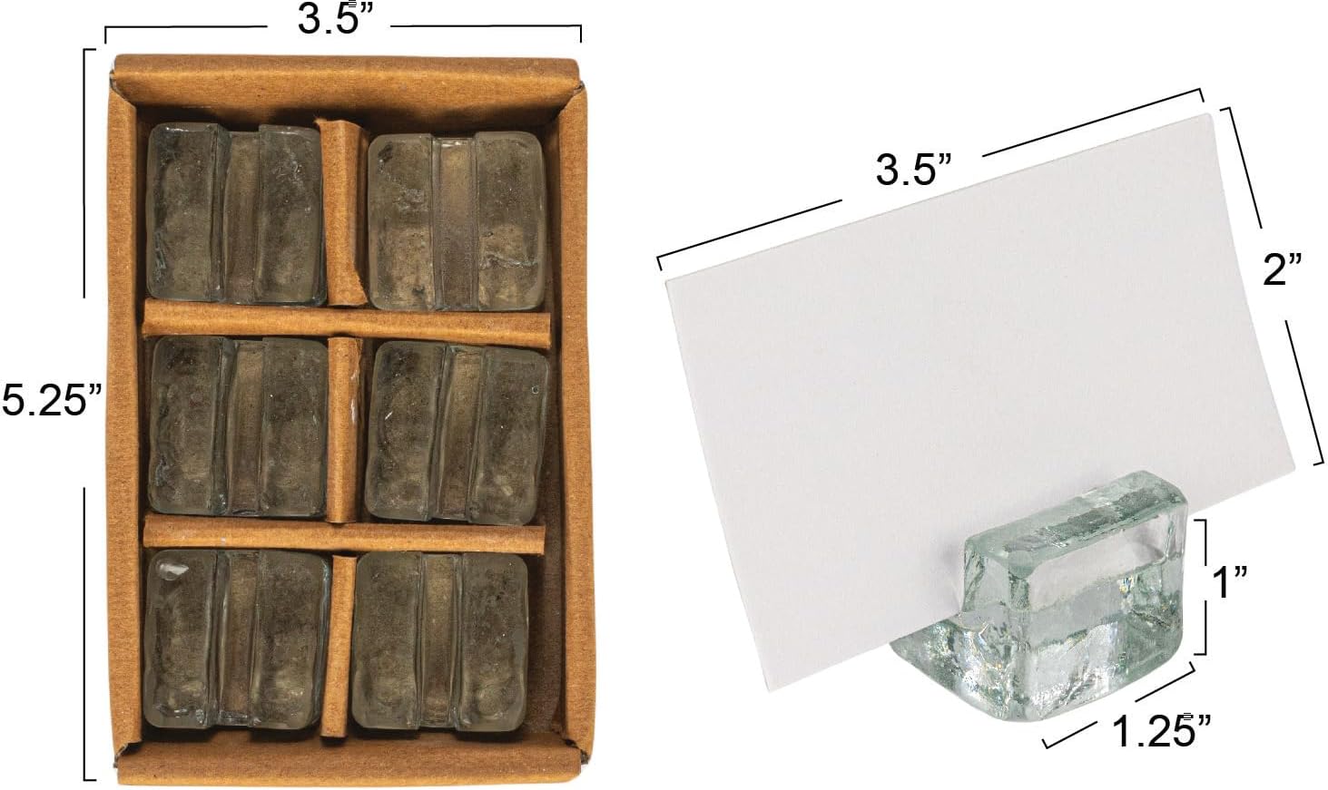 Creative Co-Op Clear Glass Cube Place Card Holders Set of 6