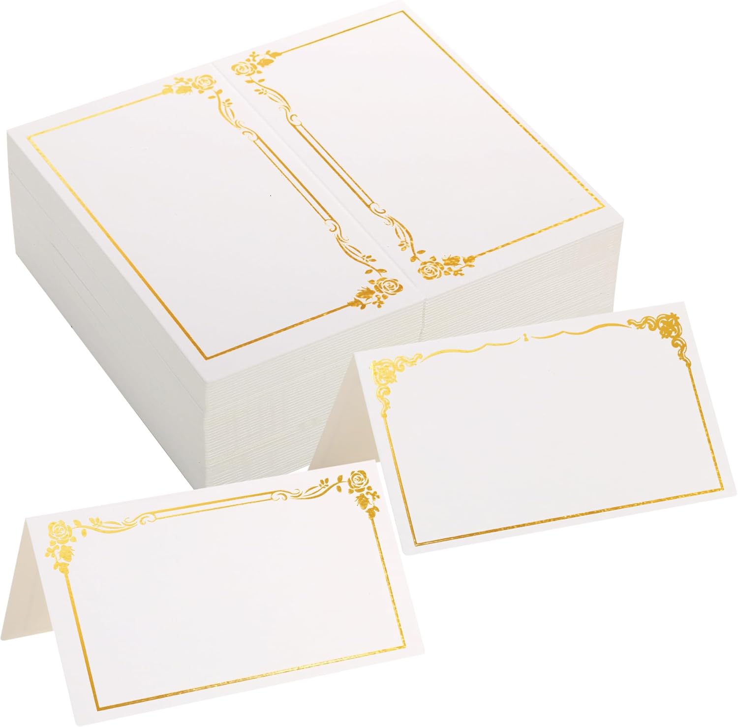 100 Pack Gold Foil Wedding Place Cards with 2 Designs