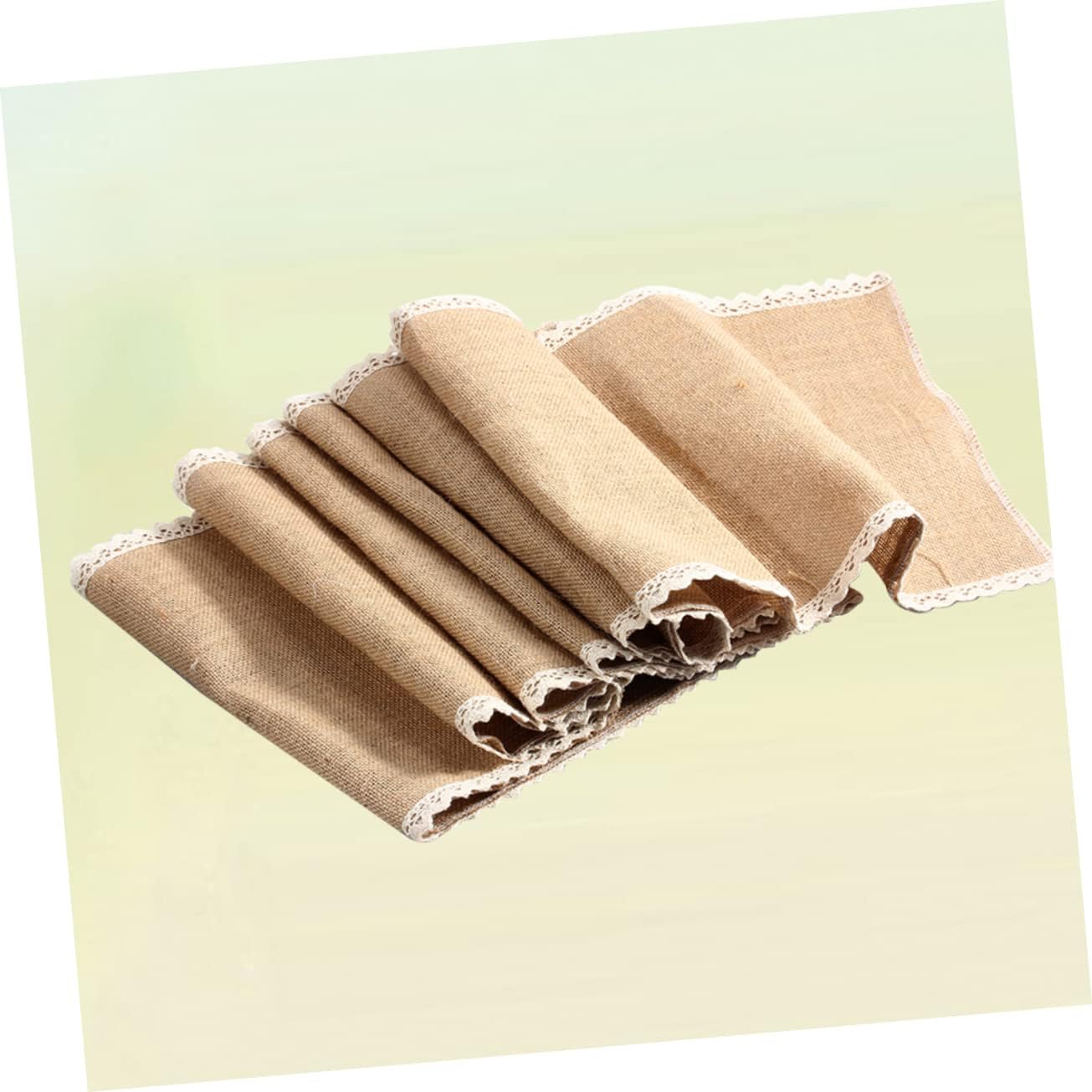 MAGICLULU 30x245cm Burlap Table Runner with Lace Edging