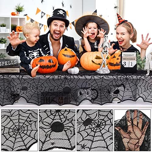 Halloween Table Runner - Black Lace Spider Web for Decor