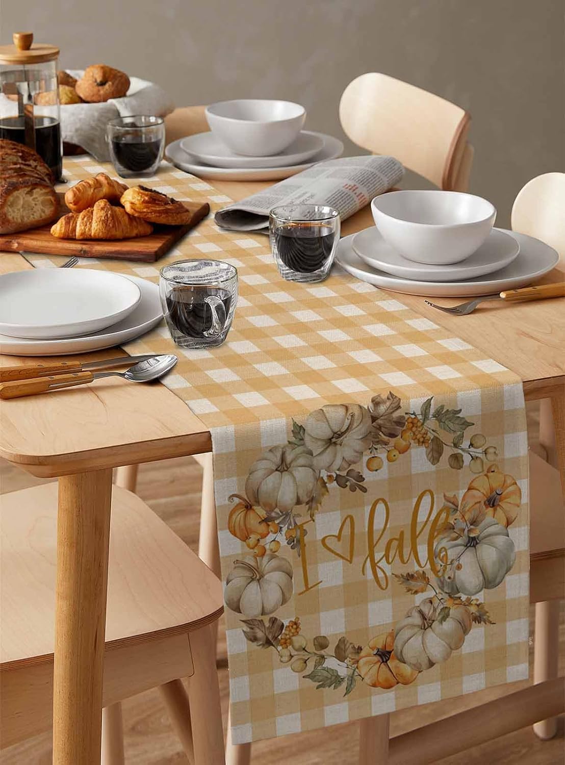 Fall Thanksgiving Pumpkin Berry Garland Table Runner 48 Inches