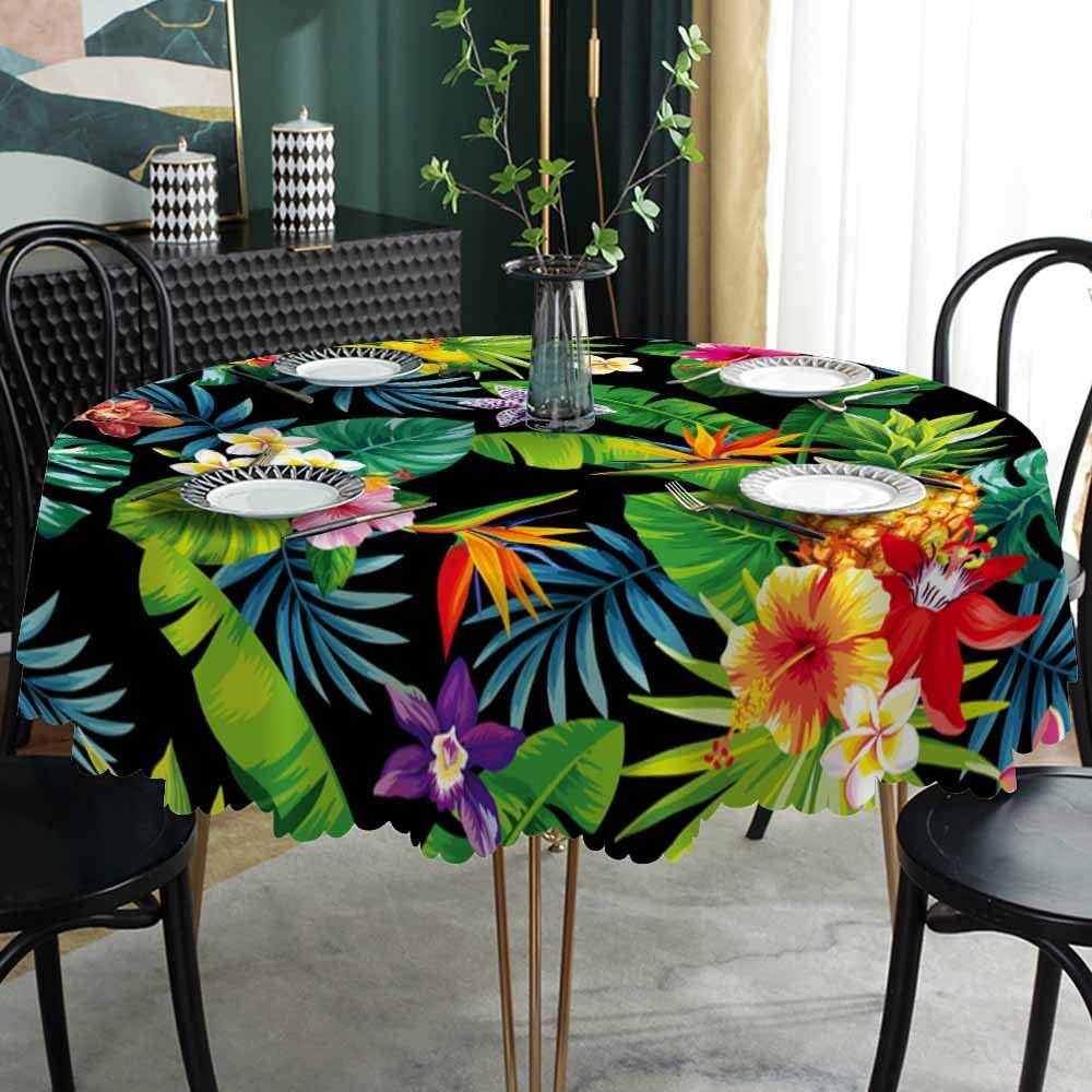 AOYEGO 60 Inch Round Tablecloth Tropical Design