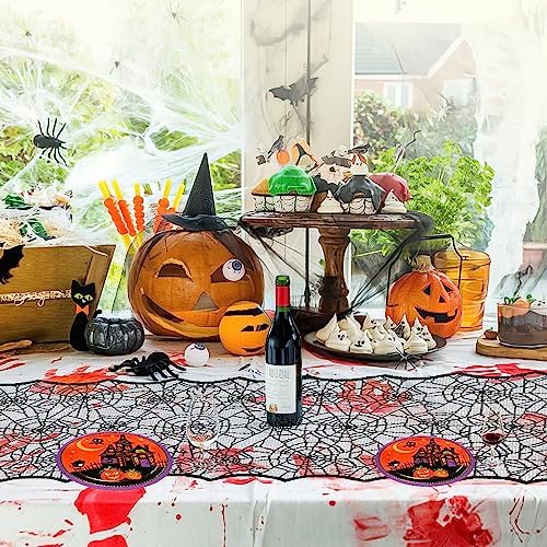 Cytokio Halloween Table Runner Black Lace Spider Web 18x72 Inch