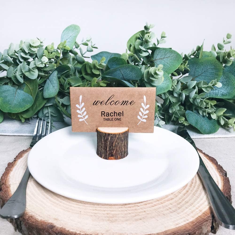 30 Pcs Rustic Wood Place Card Holders with Kraft Cards