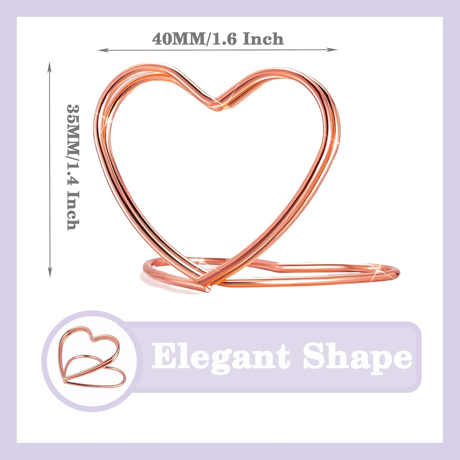 Cunglin Gold Heart Shape Place Card Holders 32 Pcs