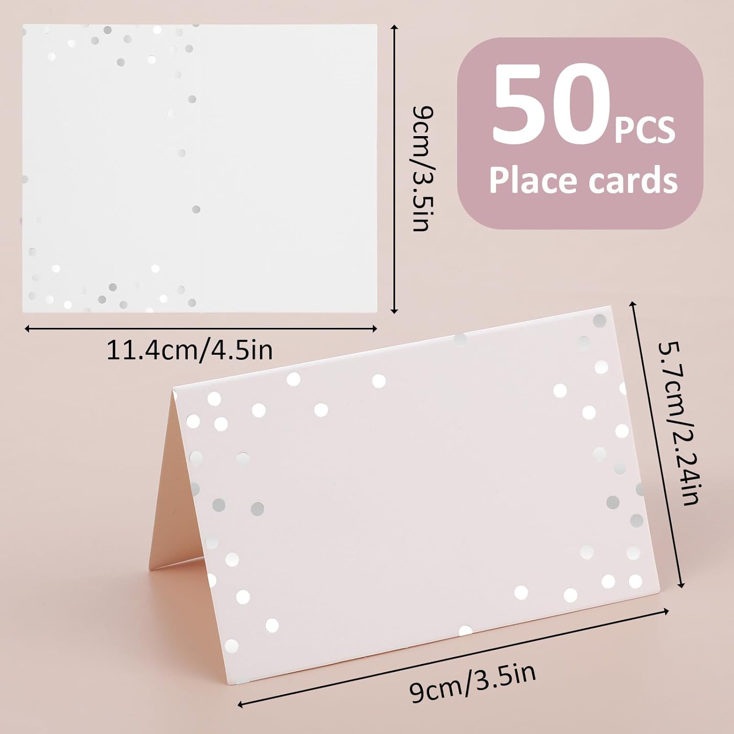 50Pcs Silver Place Cards for Wedding and Event Tables