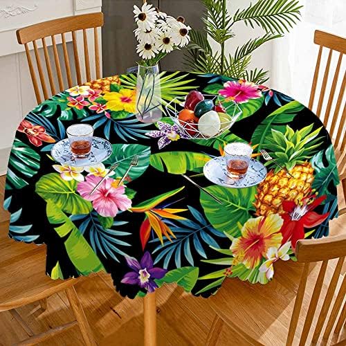 AOYEGO 60 Inch Round Tablecloth Tropical Design