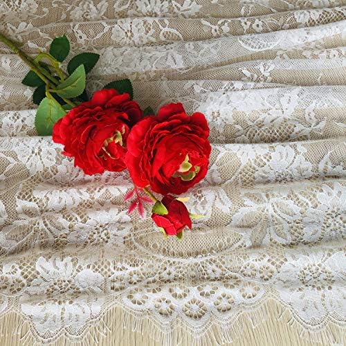 120x14in White Lace Table Runner for Boho Weddings