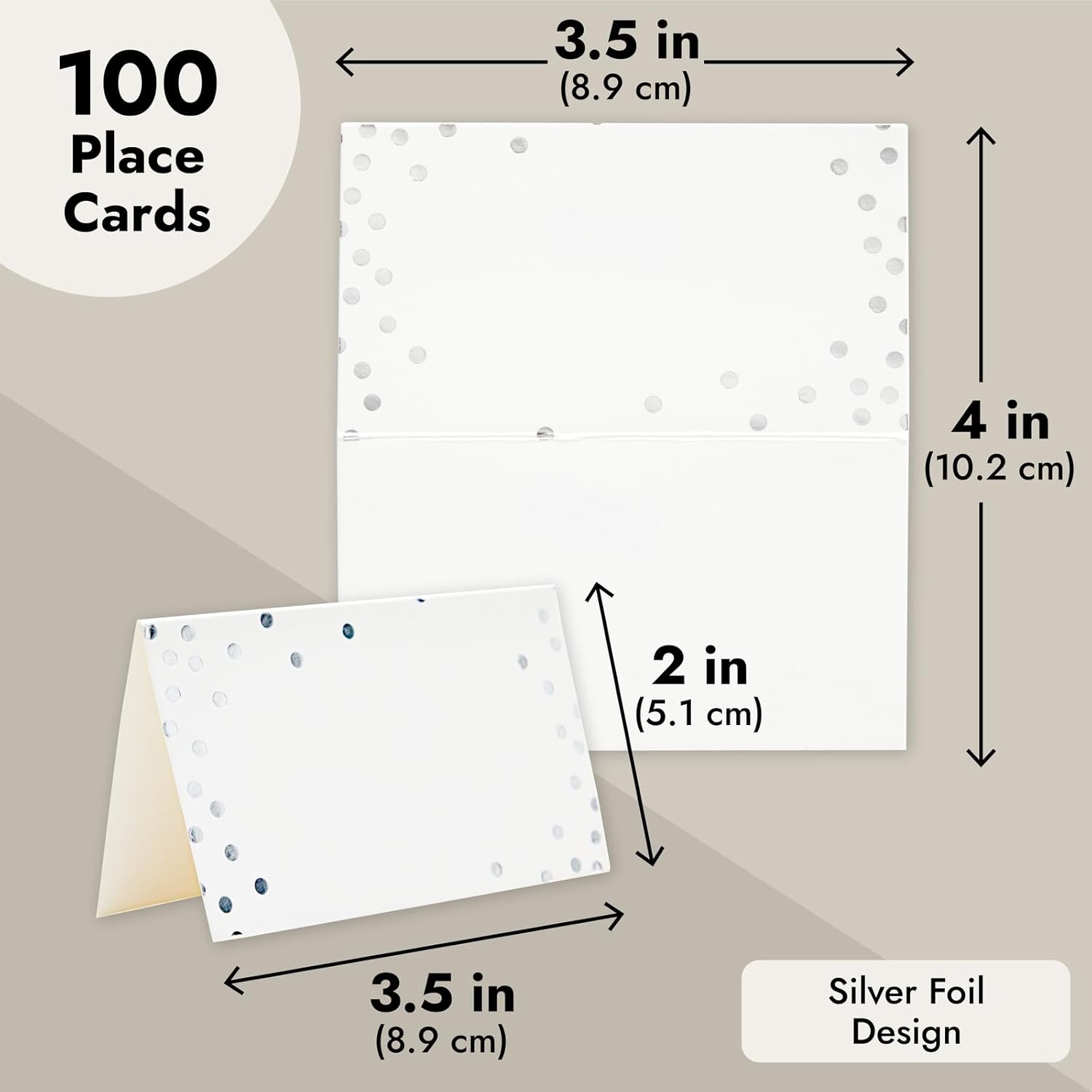 Best Paper Greetings 100 Pack Silver Foil Place Cards