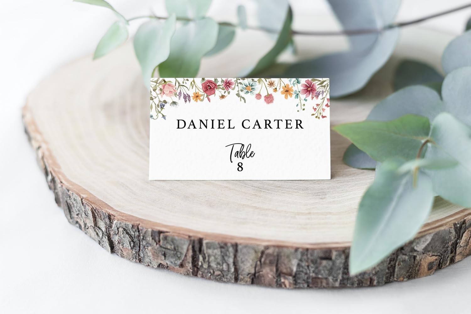 Printed Party Place Cards with Wildflower Design Set of 25
