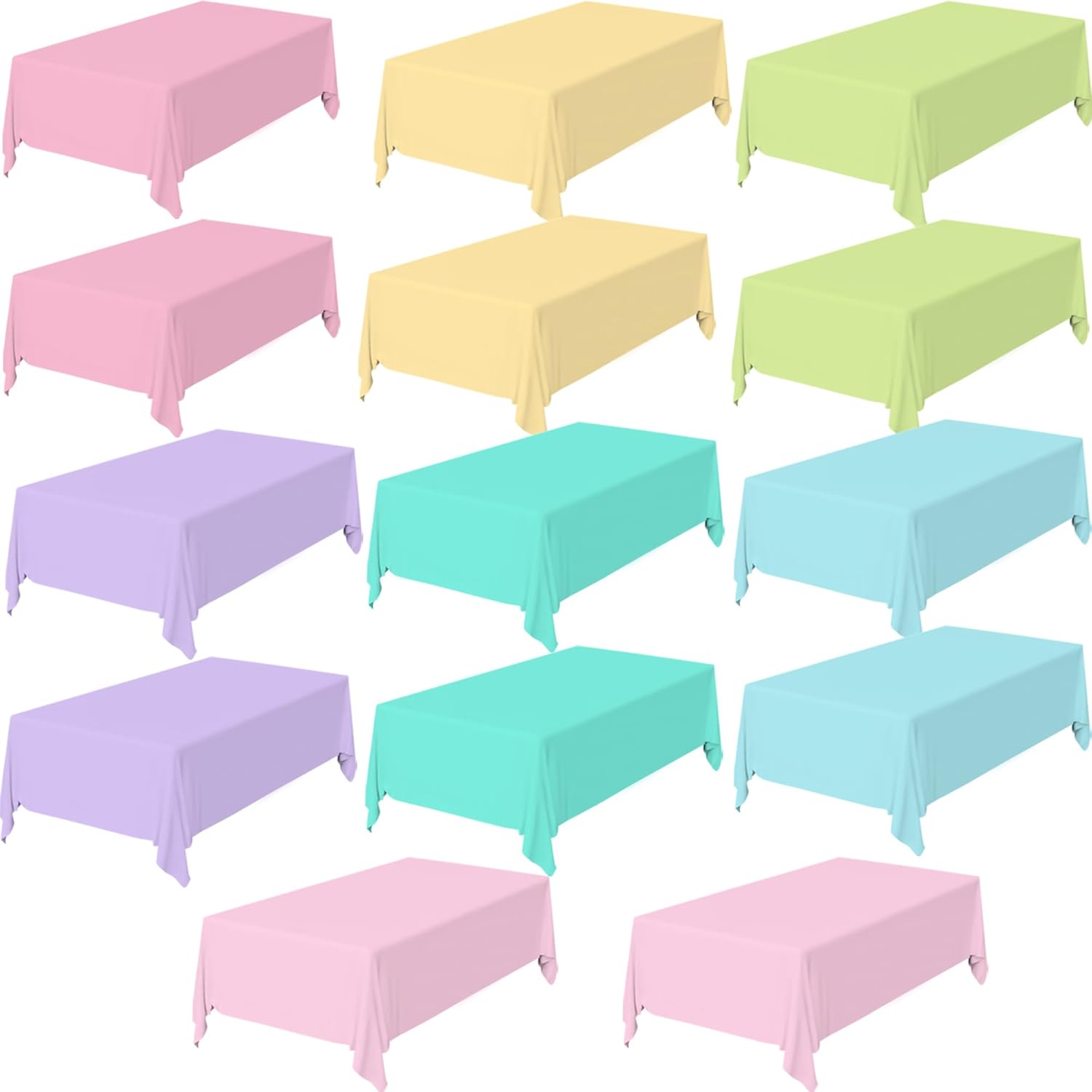 14 Pack Pastel Plastic Tablecloths for Summer Events