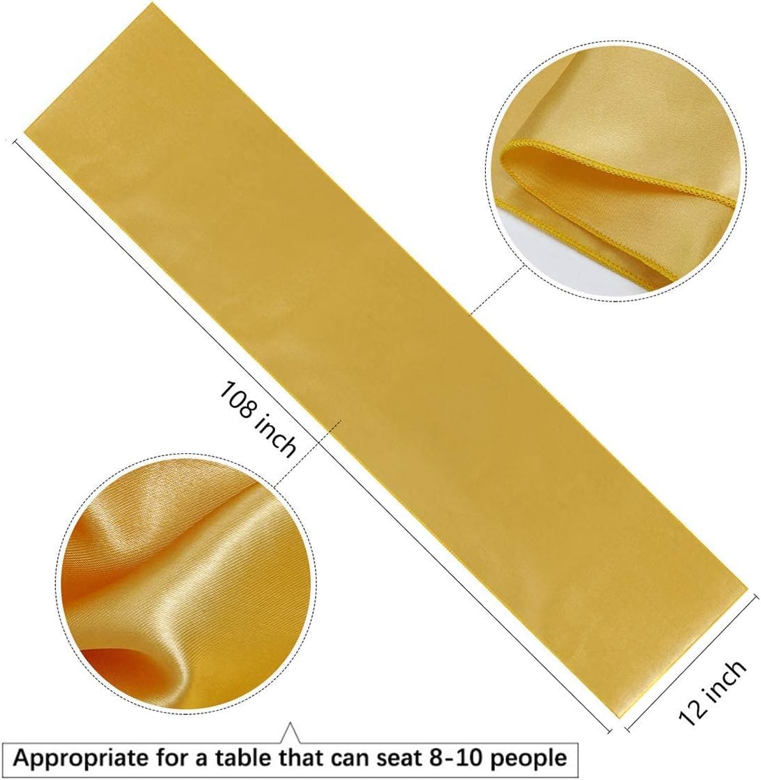 Set of 5 Gold Satin Table Runners 12x108 Inch