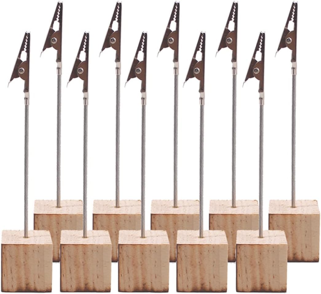 10 Pcs Wood Place Card Holders with 10 Pcs Kraft Cards