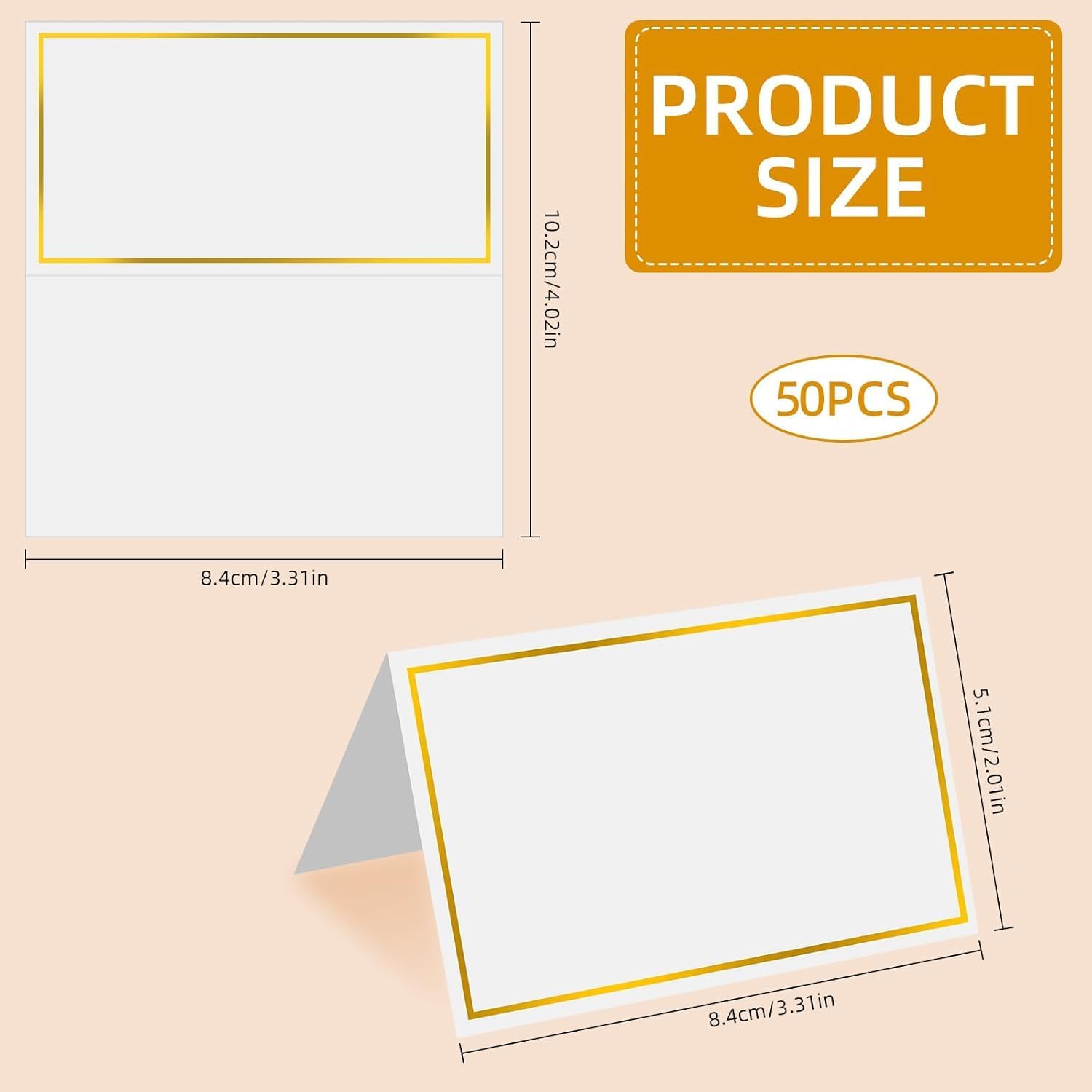 50-Pack Premium Gold Foil Border Place Cards