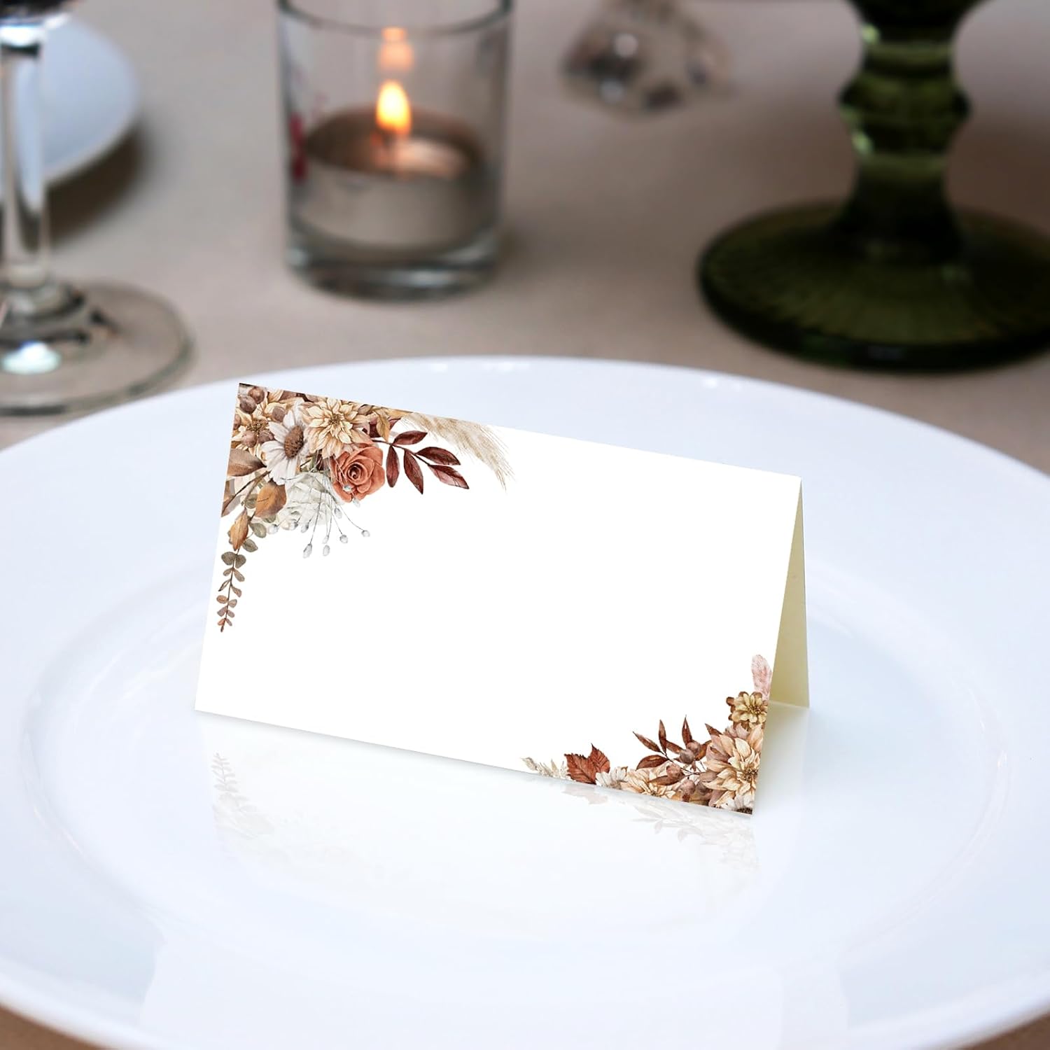 Whaline 50Pcs Floral Tented Place Cards for Weddings and Events