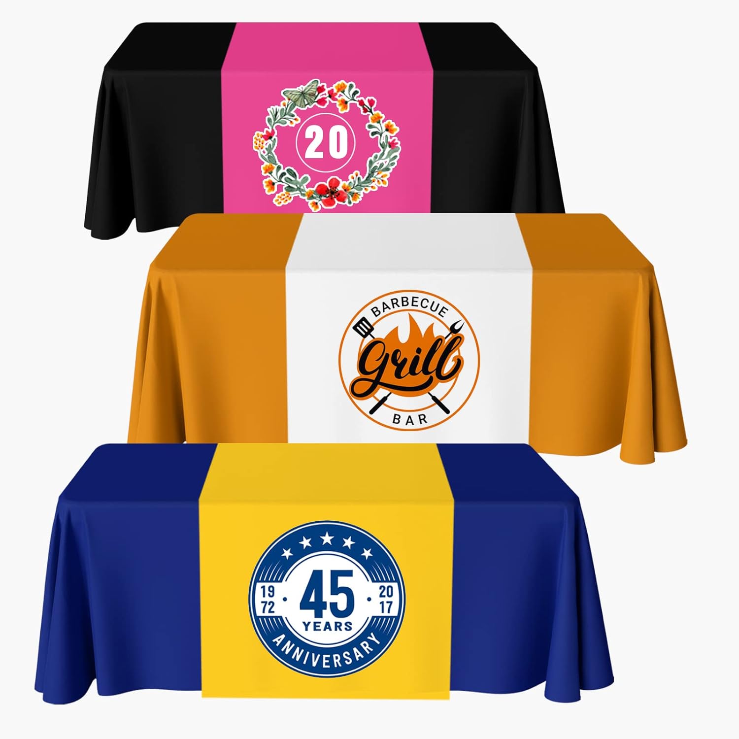 Custom Table Runner with Business Logo Text 13x72 Inches