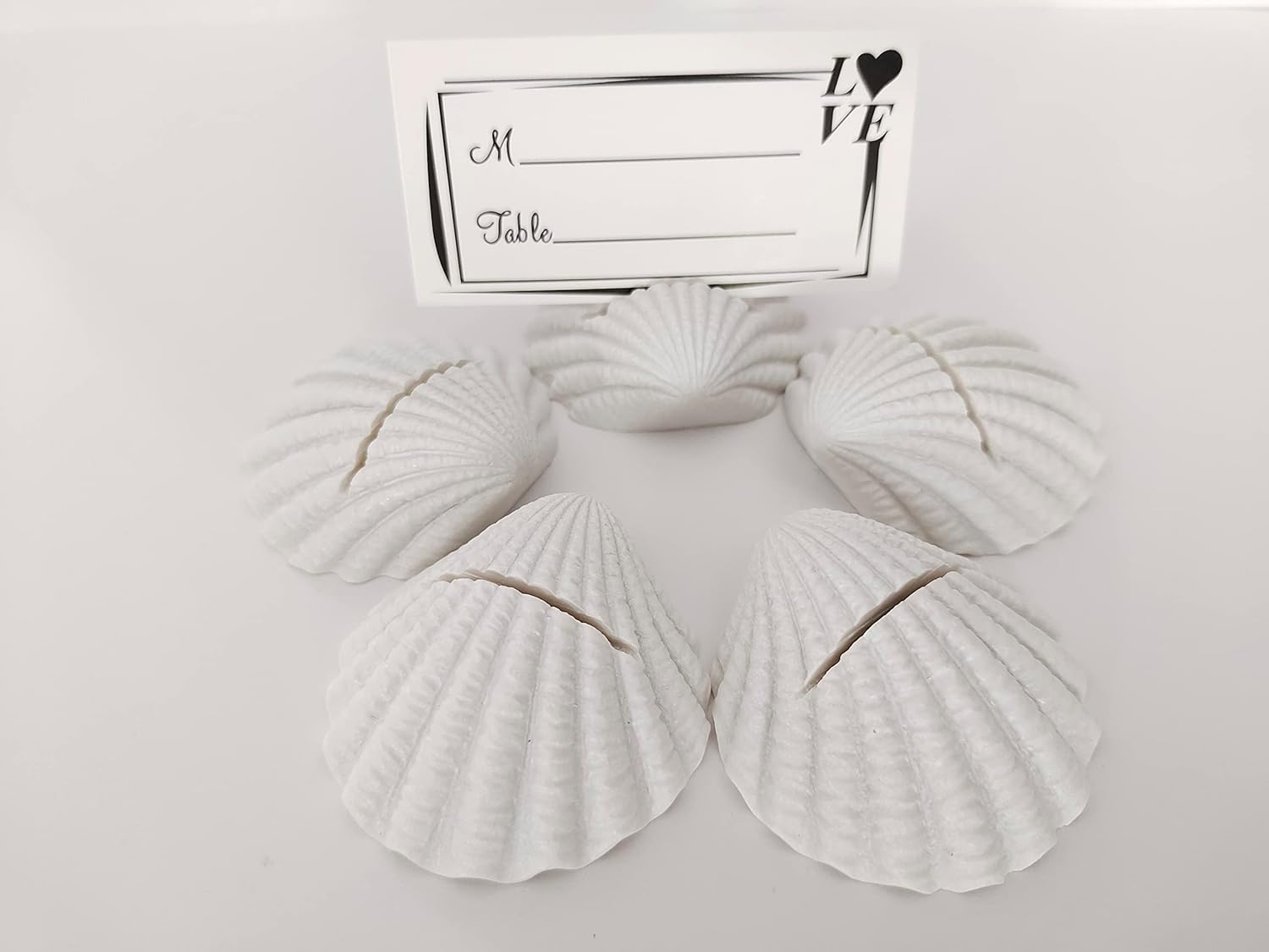 10 Pcs White Shell Table Card Holder for Events