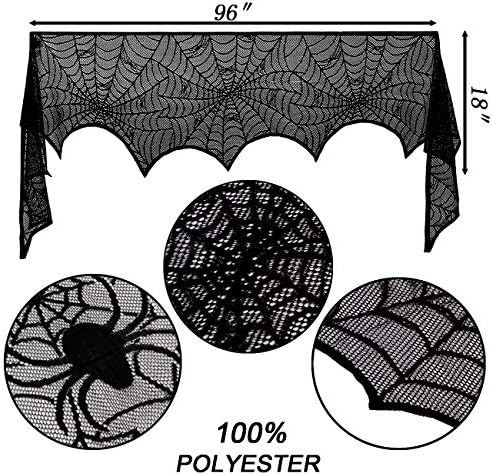 Sunnyglade Halloween Spiderweb Tablecloth Fireplace Mantle Cover