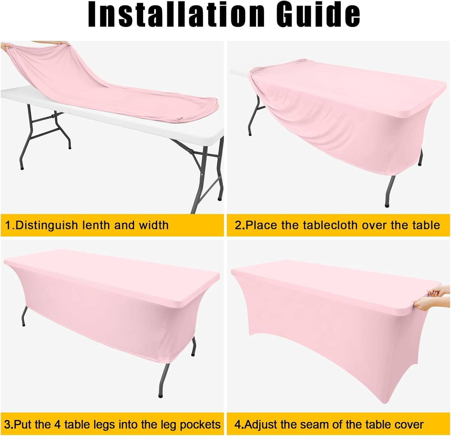 Smiry 2 Pack Spandex Table Cloth 4FT Pink