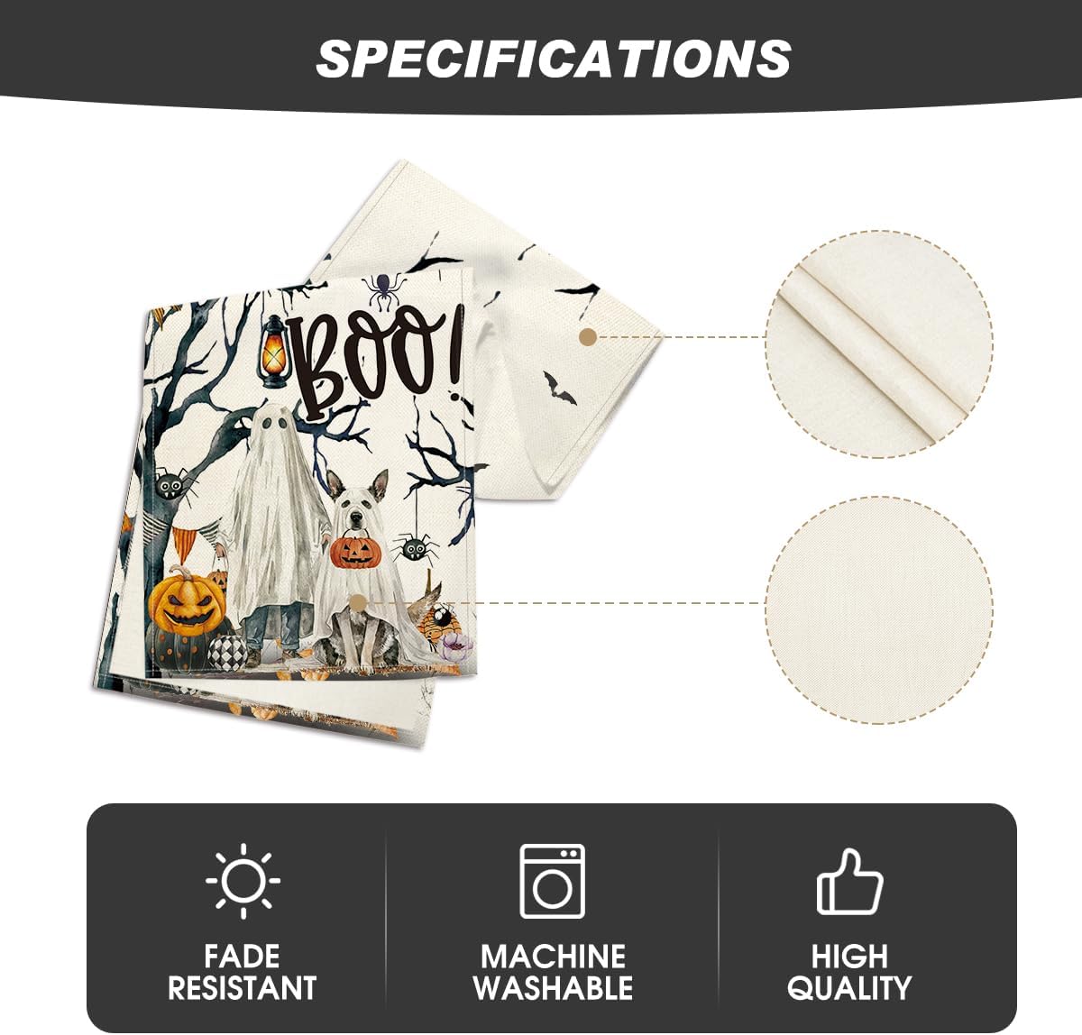 Artoid Mode Ghost Pumpkins Tree Table Runner for Halloween
