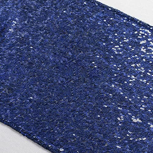 ShinyBeauty Sequin Table Runner 12x108 Inch Navy Blue Wedding Decor