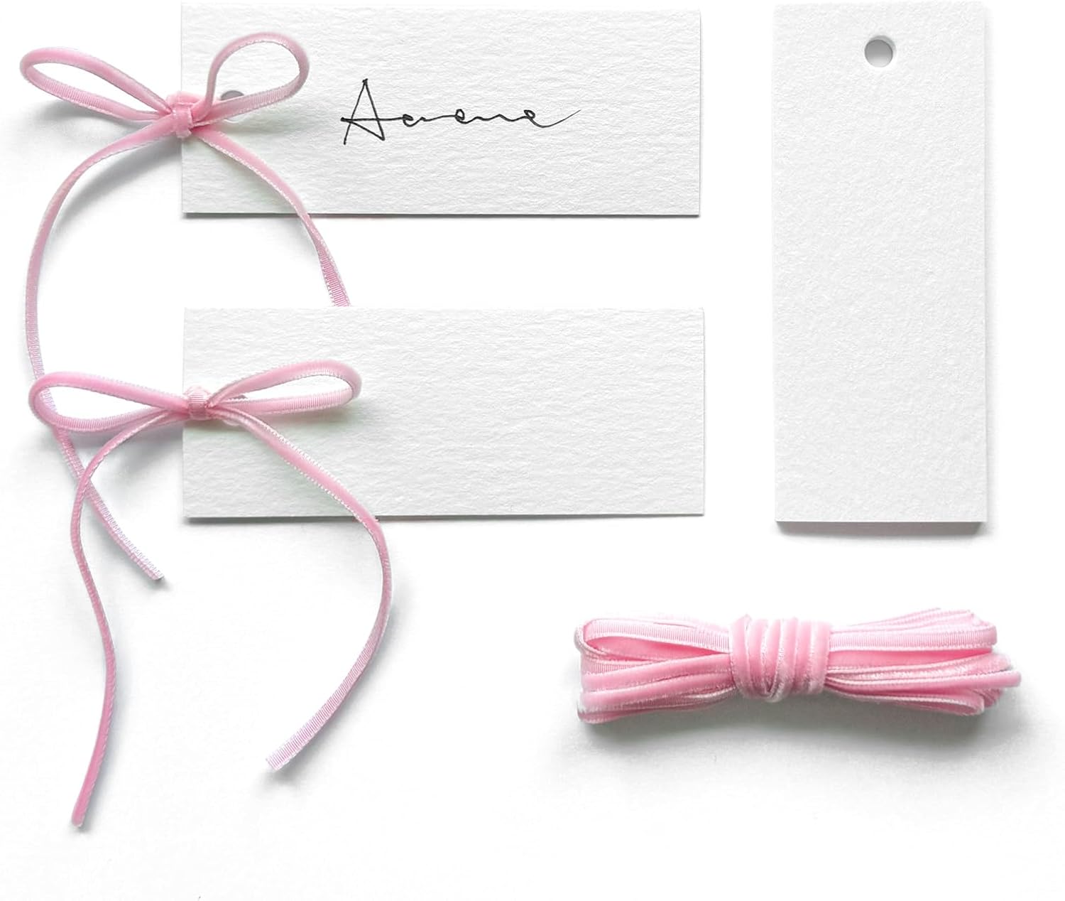 50 Pcs Place Cards with Velvet Ribbons for Weddings and Parties