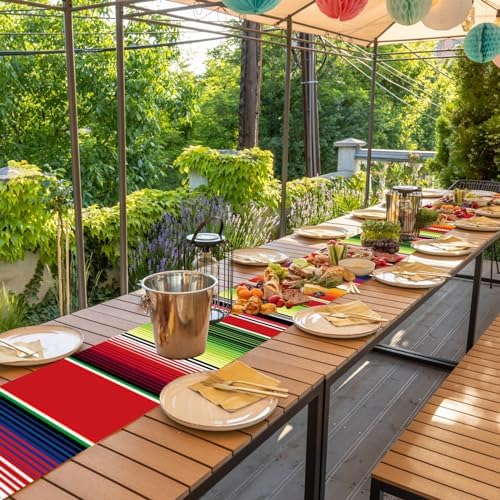 Preboun 6 Pcs Plastic Mexican Table Runner Fiesta Decor