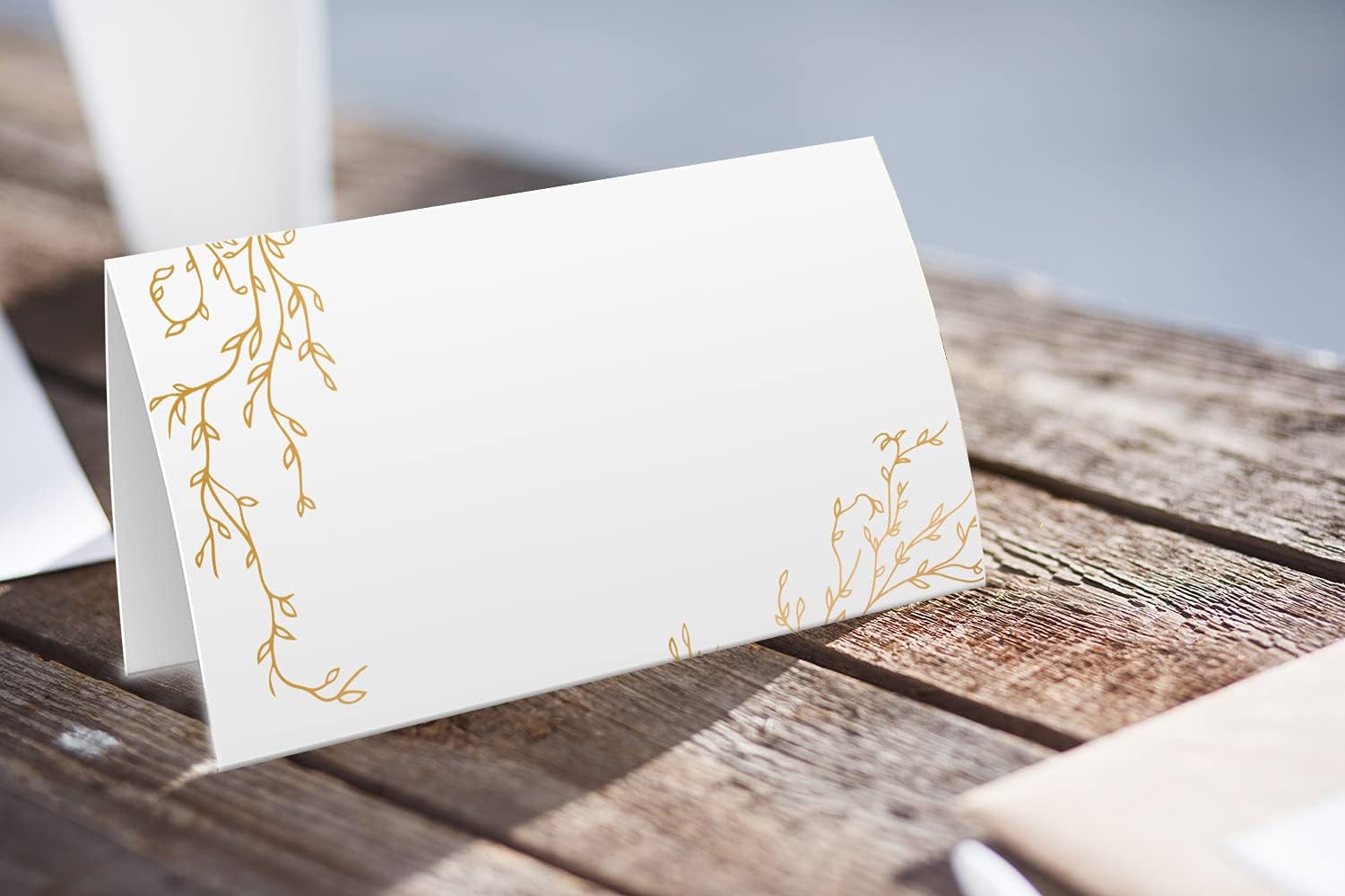 Golden Leaf Food Tent Labels 25 Pack Wedding Banquet Cards