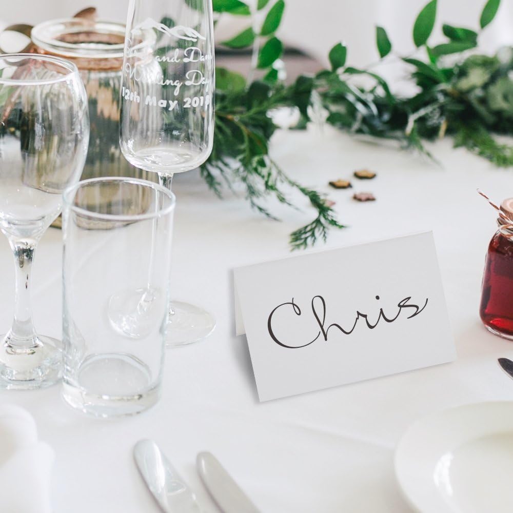 AZAZA 50 Pcs White Place Cards with Gold Border