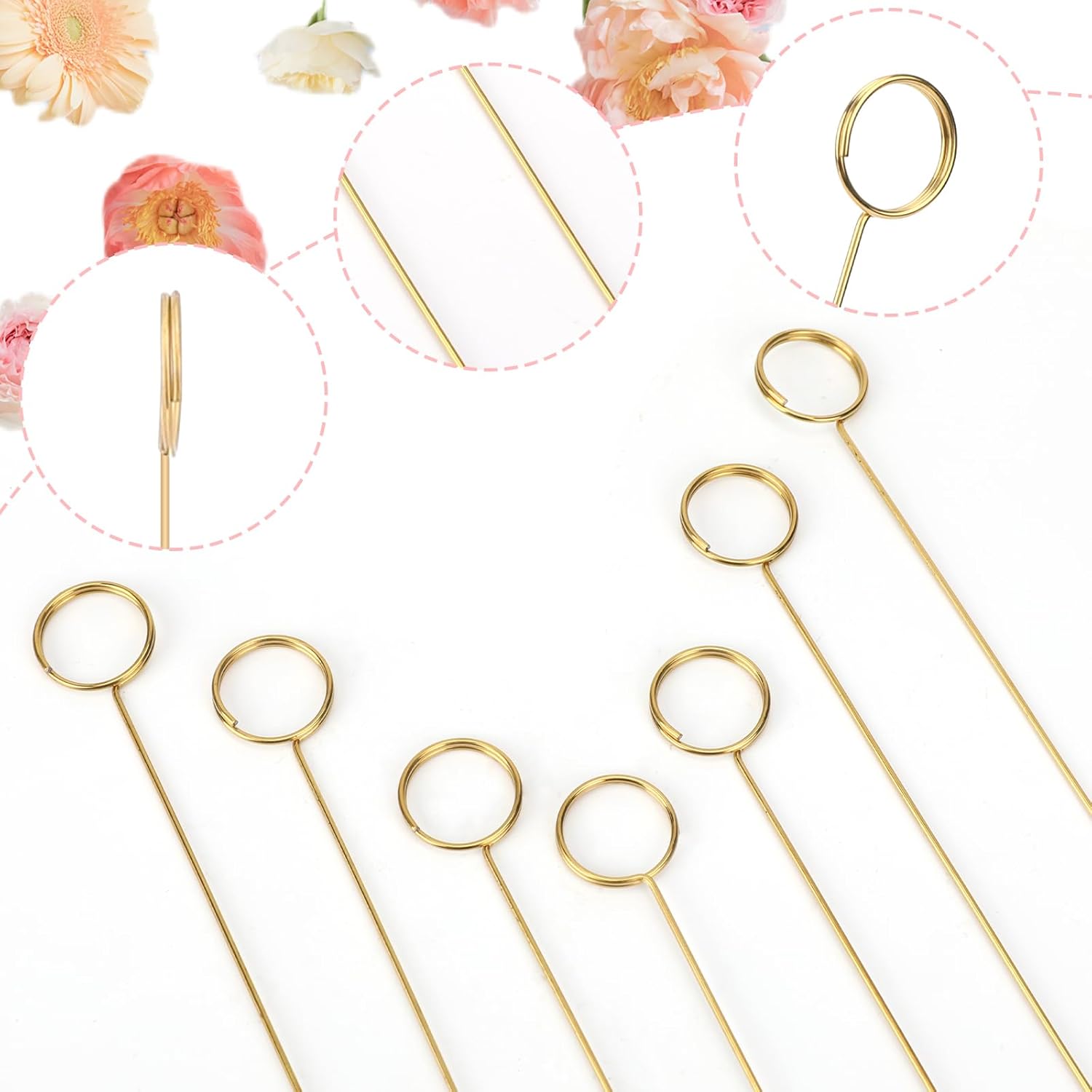 60Pcs Gold Metal Wire Floral Place Card Holders