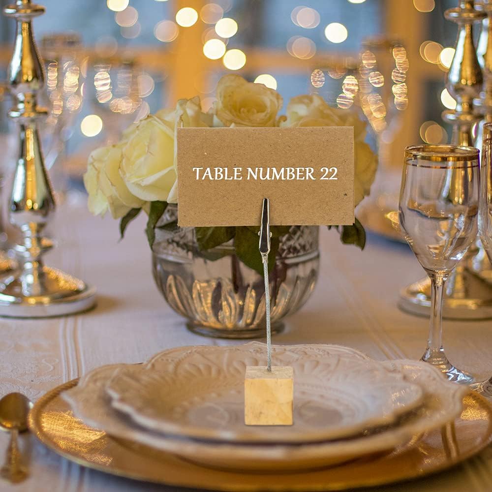20 Pcs Wood Place Card Holders and 30 Pcs Kraft Place Cards Set