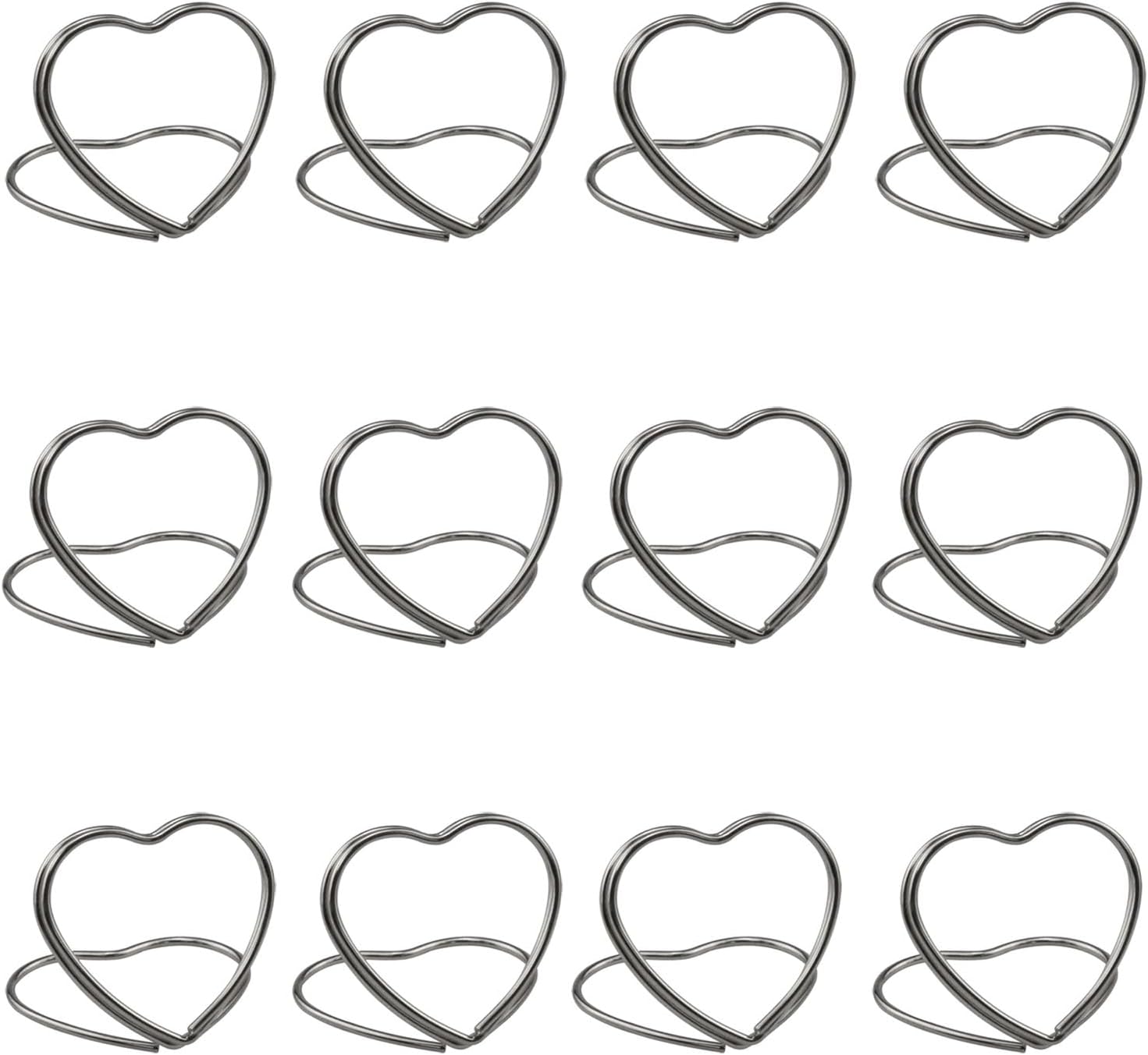 Haidong Heart Shape Place Card Holder 12PCS Silver Wedding Table Numbers