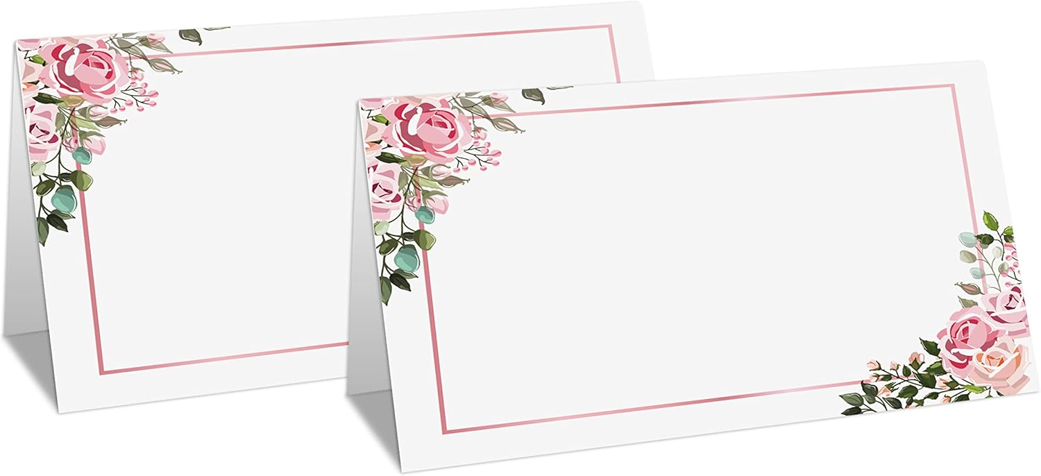 Boho Blush Pink Floral Place Cards Set 25 Pcs