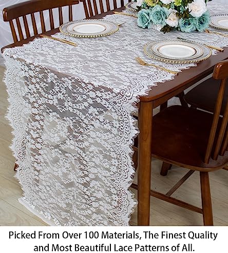 ShinyBeauty White Lace Table Runner 30x120 Inch