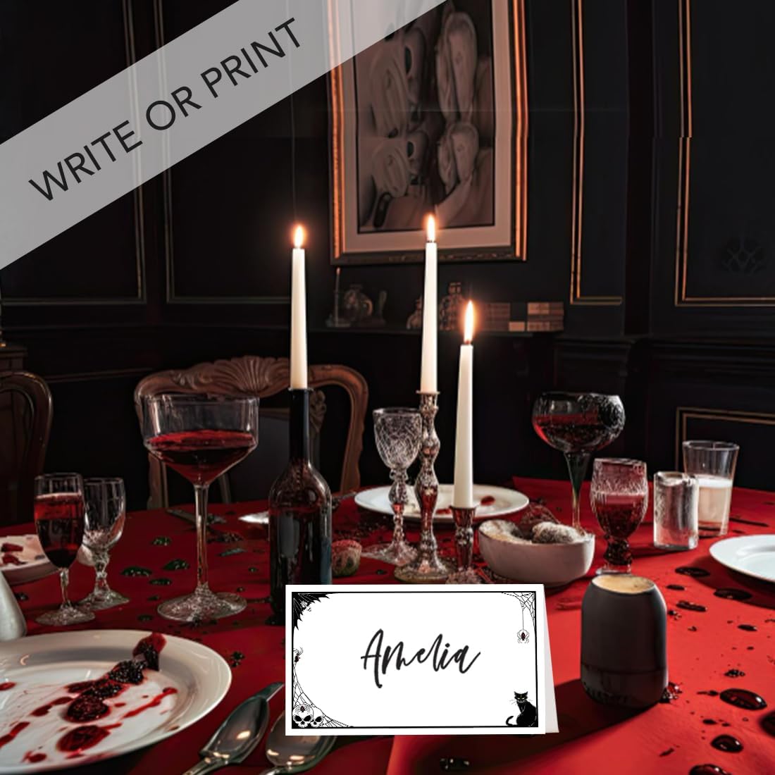 Andaz Press Halloween Name Place Cards 24 Pack 2x35 1