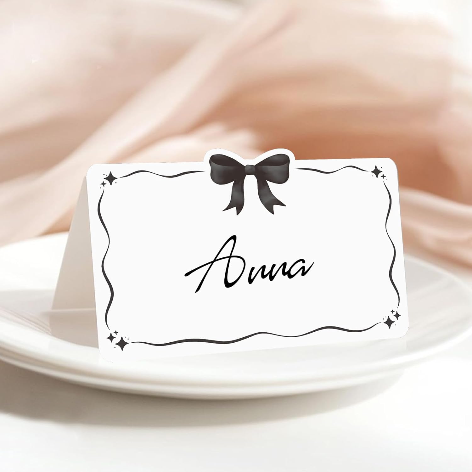 50pcs Black Bow Place Cards for Table Settings 1