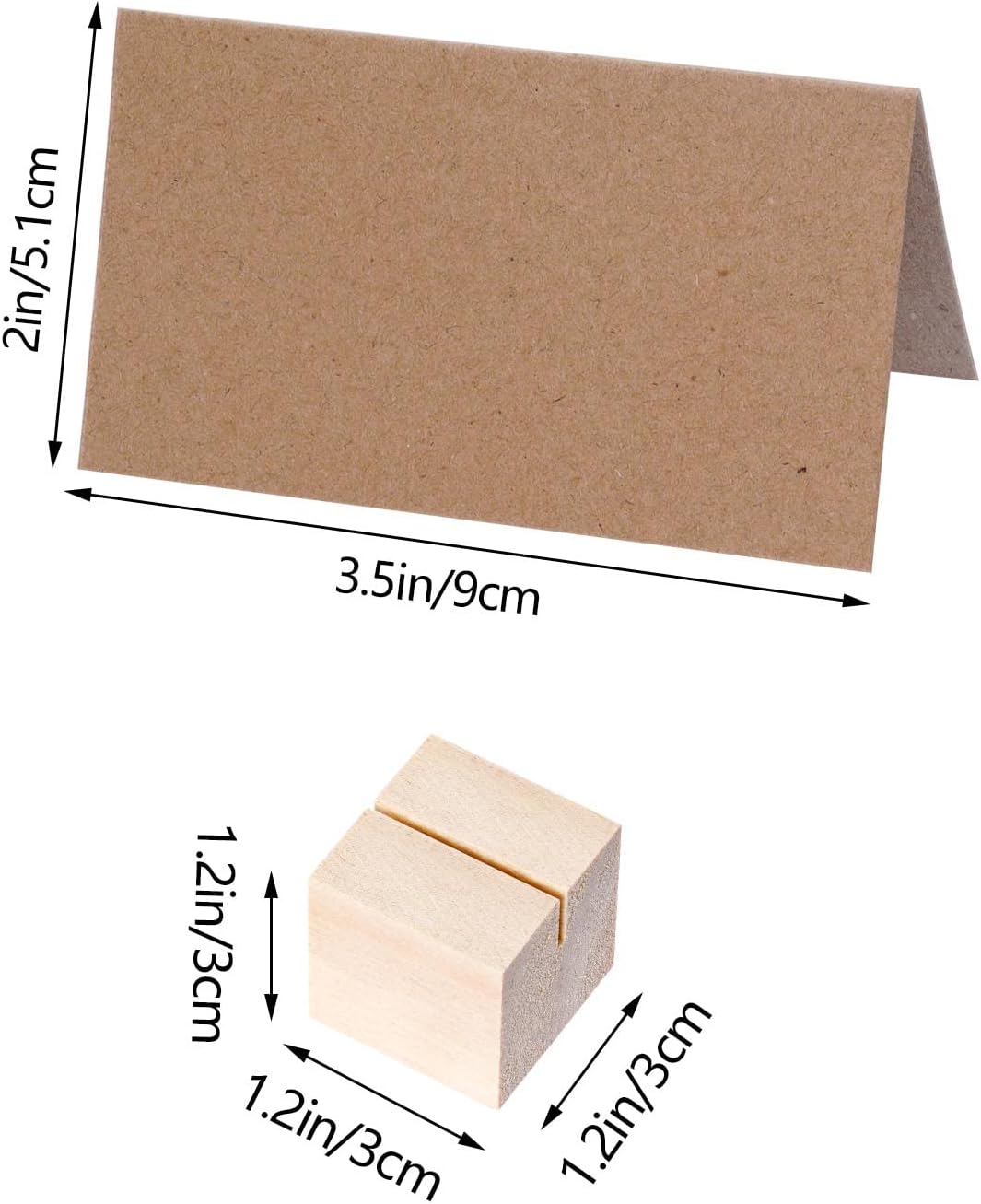 20 Pieces Wood Place Card Holders with Brown Paper Cards