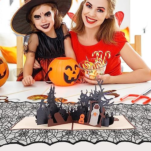 Halloween Decor Table Runner - Black Spider Web Design 18x72 Inch