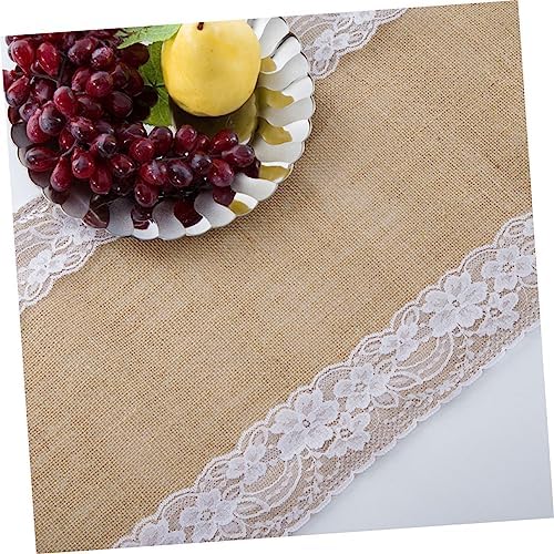 Luxshiny Rustic Linen Lace Table Runner for Wedding Reception