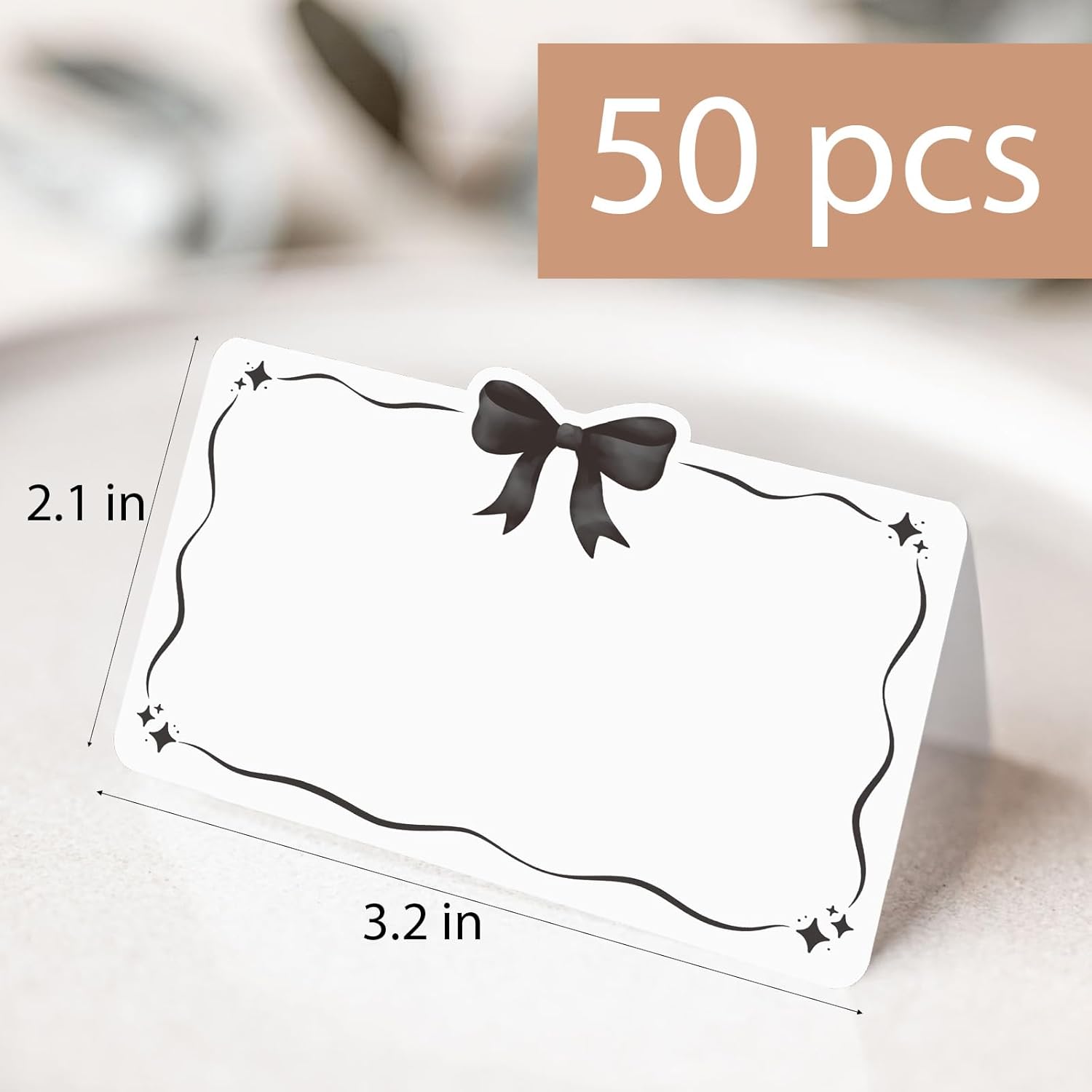 50pcs Black Bow Place Cards for Table Settings 1