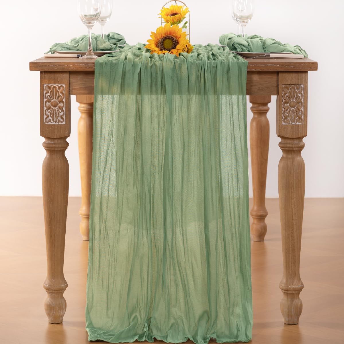 Sage Green Cheesecloth Table Runner Set Of 12