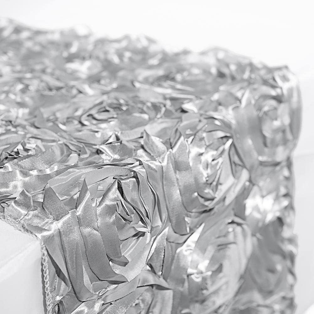 Andersons Silver Satin Rosette Table Runner 14x9ft Wedding Decor