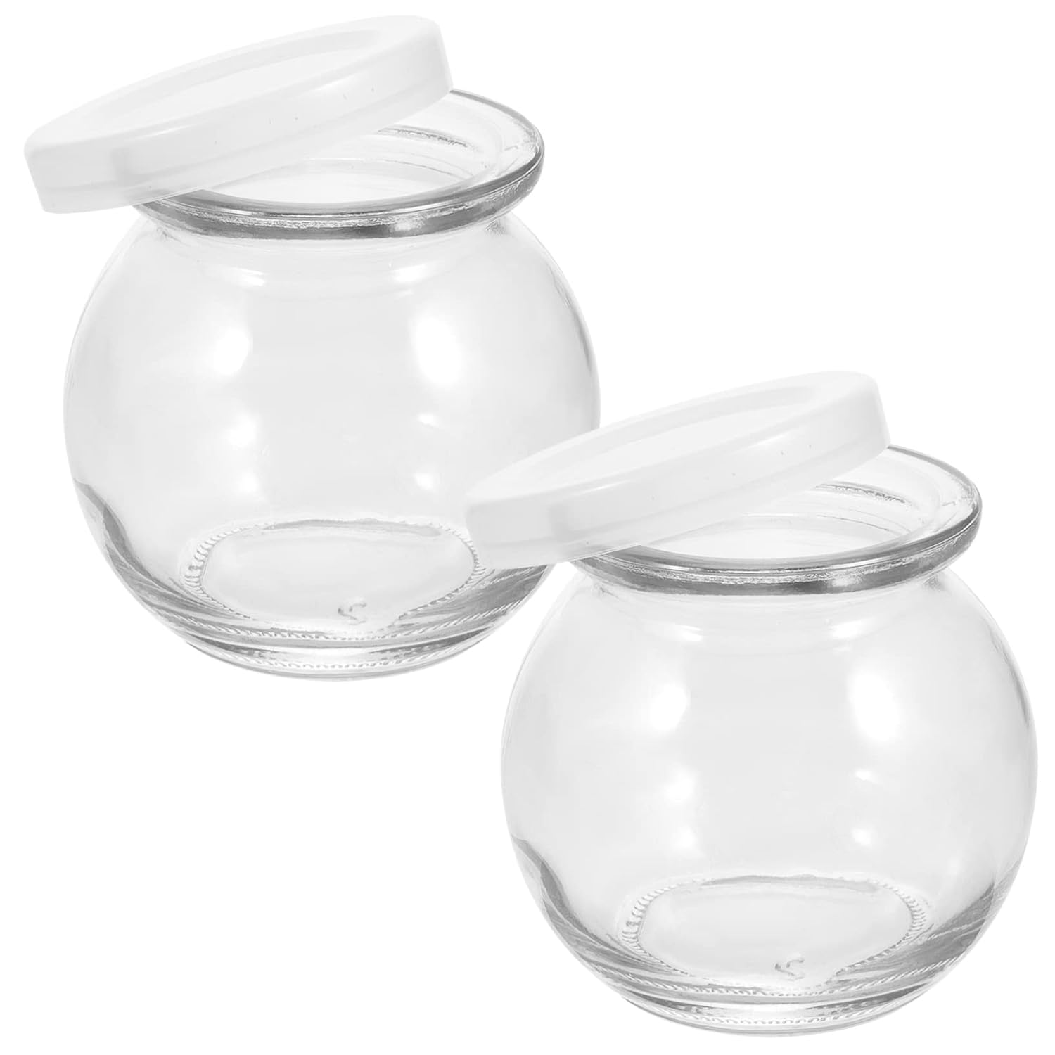 Mobestech Clear Glass Yogurt Bottles 2pcs Spherical Pudding Jars