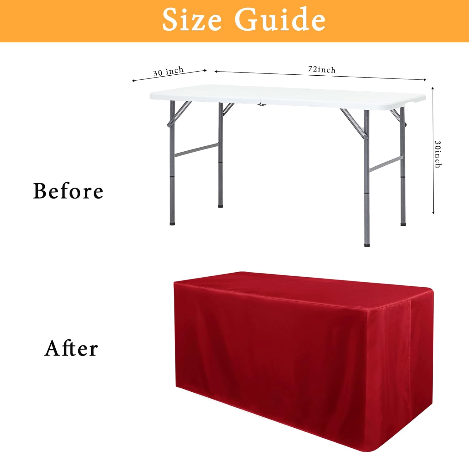 Obstal 2 Pack 6FT Red Tablecloths for Folding Tables