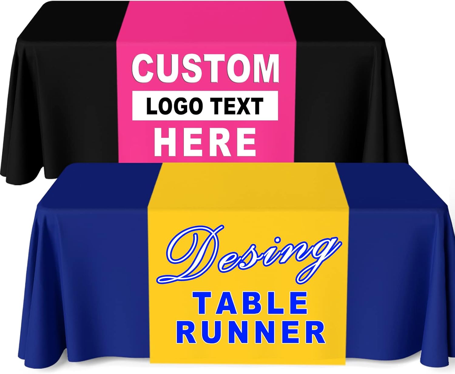 Custom Table Runner with Business Logo Text 13x72 Inches