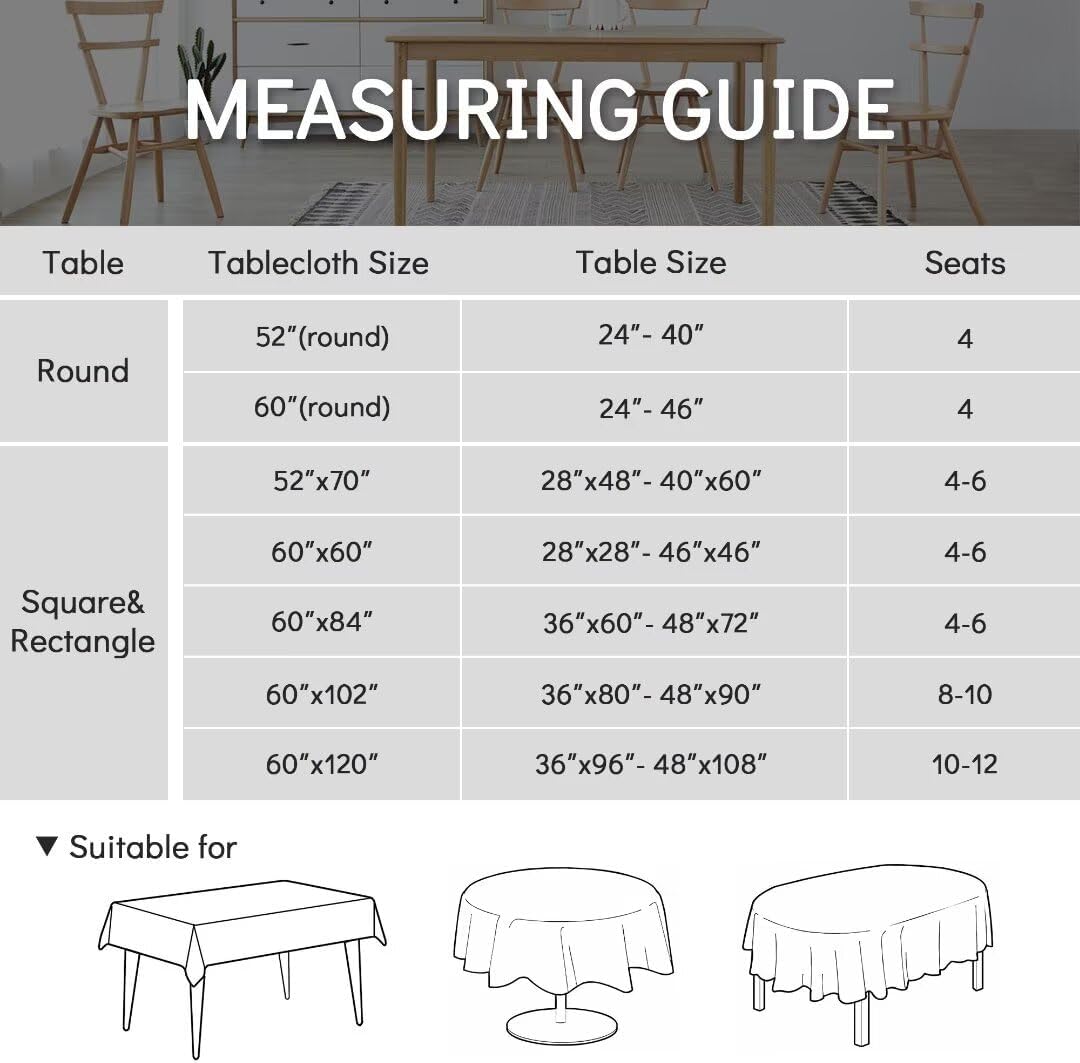 Comfonew White Rectangle Tablecloth 60x84 Inch