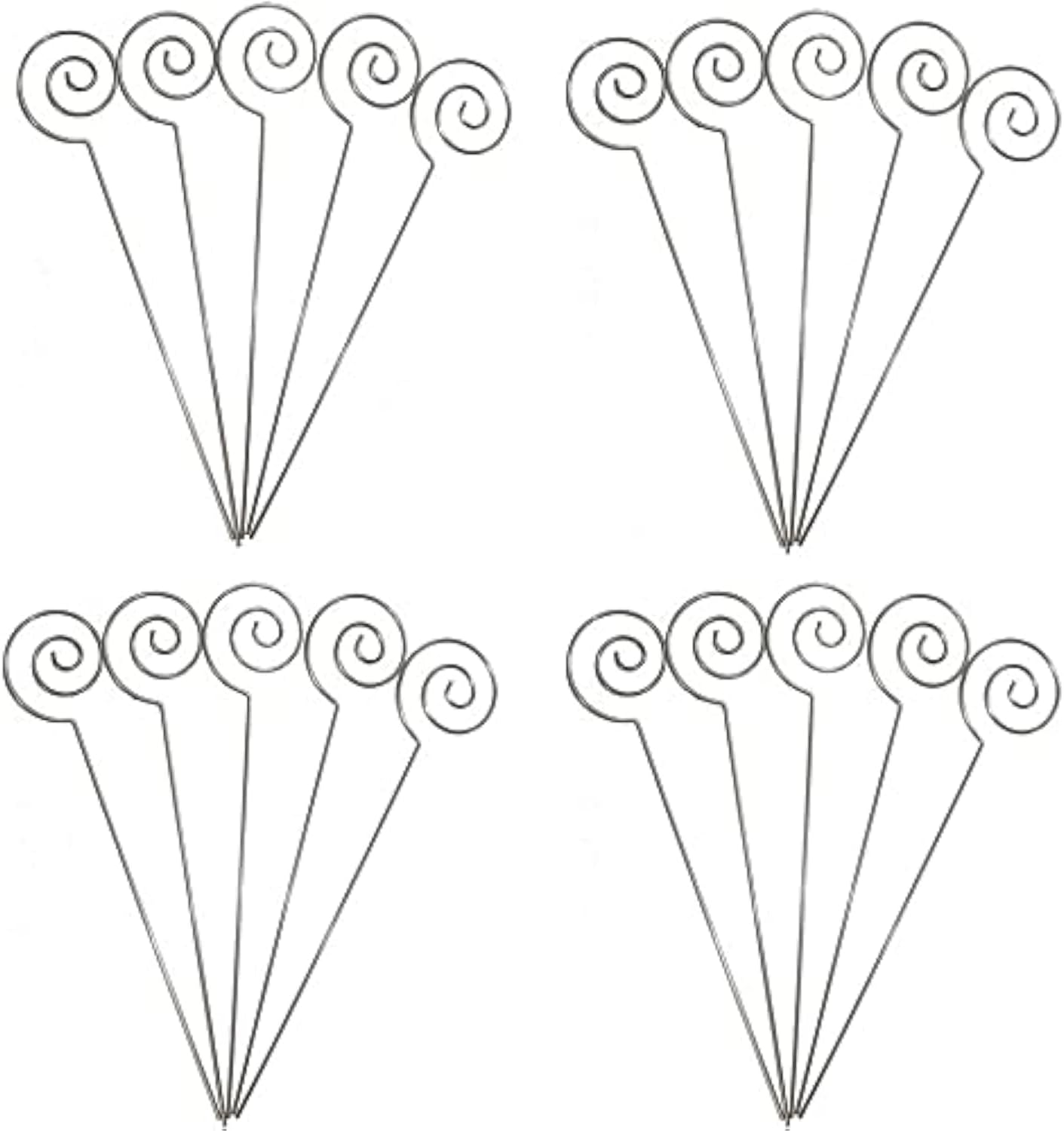 HOHIYA 50pc Silver Floral Card Holder Pick Stick