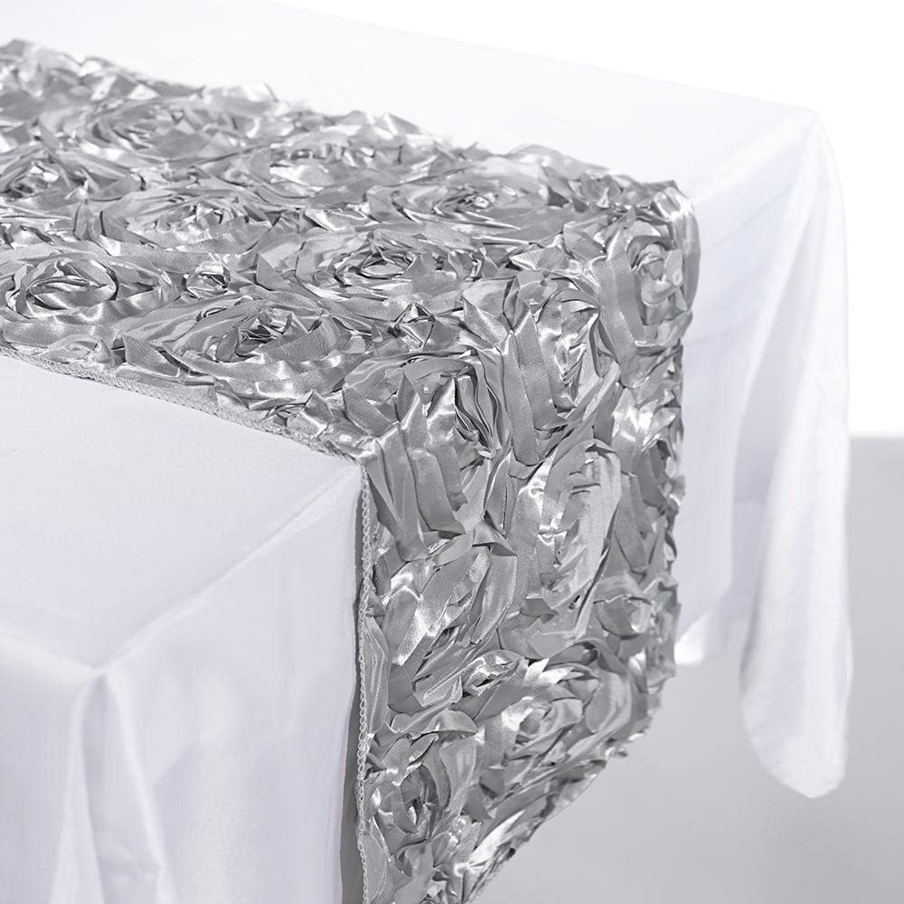 Andersons Silver Satin Rosette Table Runner 14x9ft Wedding Decor