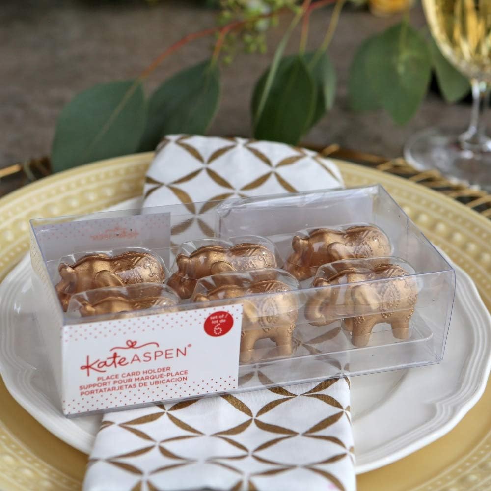 Kate Aspen Lucky Golden Elephant Place Card Holders Set of 6