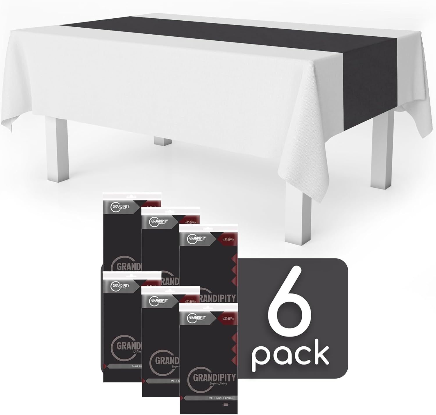 Dark Grey 6 Pack Premium Disposable Table Runner 14 x 108 Inch